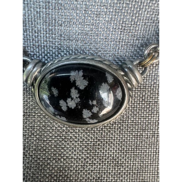Ben Amun Obsidian Silver Tone Chain Necklace - Picture 2 of 5